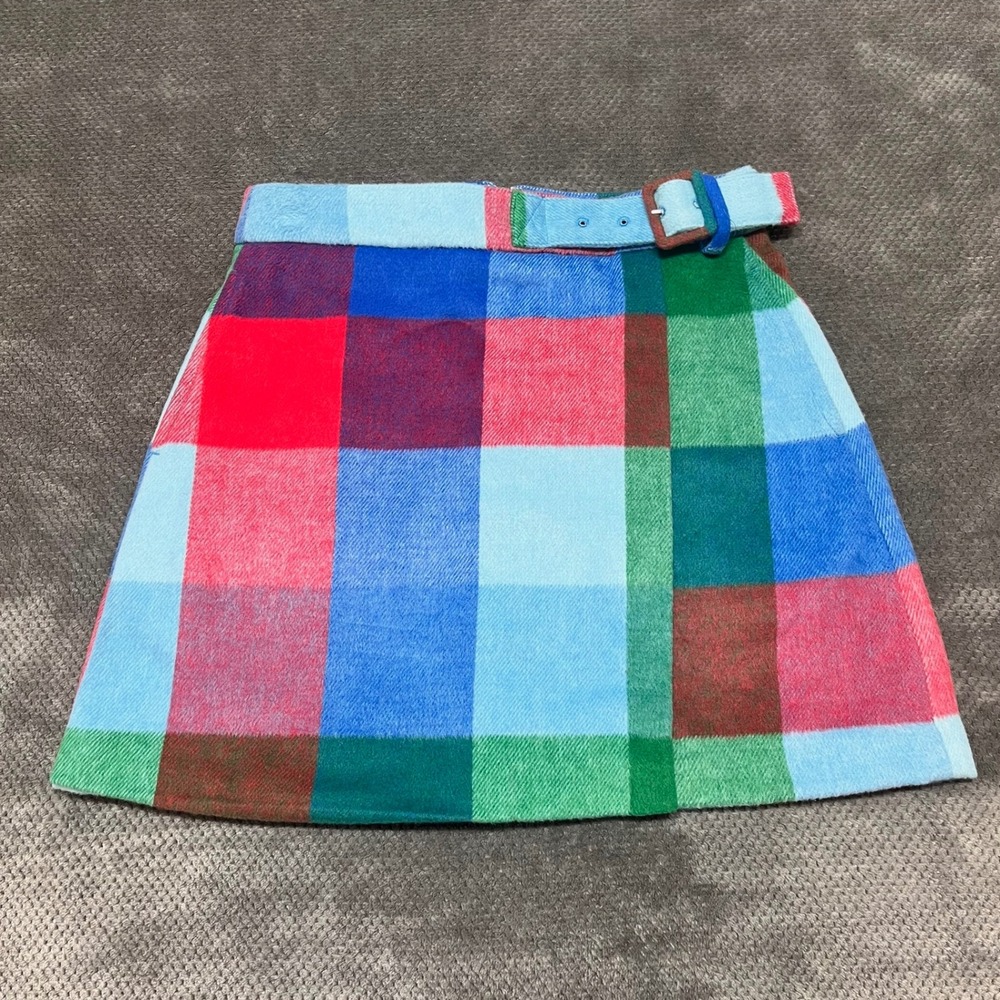 Free Assembly Womens Plaid Belted Mini Skirt Multi Color Size 2 FA020248HD25